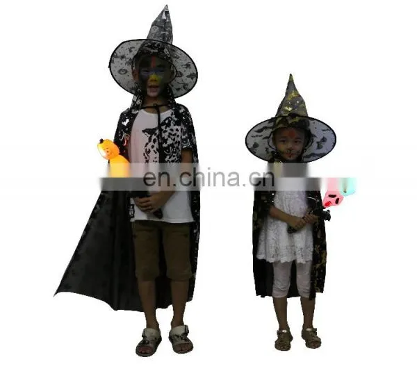 Wonderful Kids Halloween Costume Set 4 Pcs Halloween Decoration Cloak Hat Music Stick With Flashlight Face Color photo-2