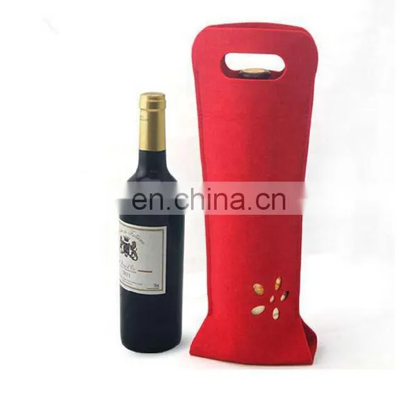 2018 Hot Sell Elegant Christmas Felt Single Wine Bottle Bag With Handle and Customized Logo photo-7