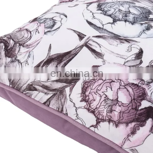 Purple Printed Rose Square Cotton Liner Pillows Case Soft Throw Pillow photo-6