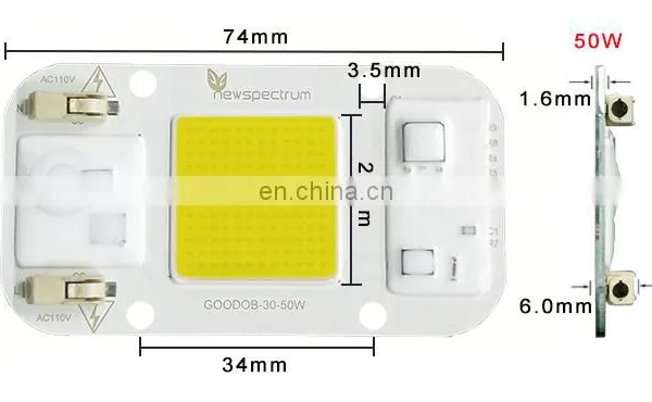 LED Grow COB Chip Full Spectrum White Warm White 50W AC110V Luminous Surface 25MM photo-4