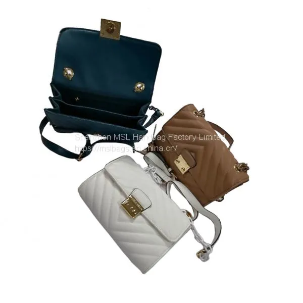 Designer Custom Lady Popular Chevron Quilting Pattern Shoulder Handbags Chunky Metal Chains Shoulder Crossbody photo-5
