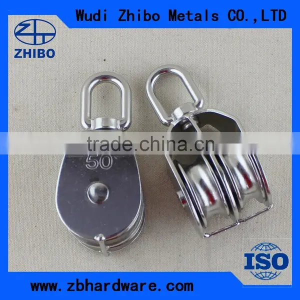 High Quality Pulleys Double Wheel, Metal Nickel Plating Pulley Block Double Wheel photo-5