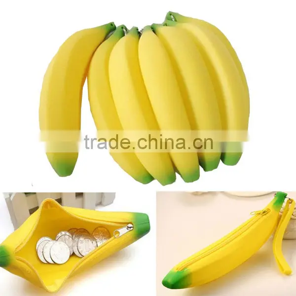 2016 Hot Selling Cartoon Cute Silicone Banana Bag Coin Purse Silicone Jewelry Pouch photo-2