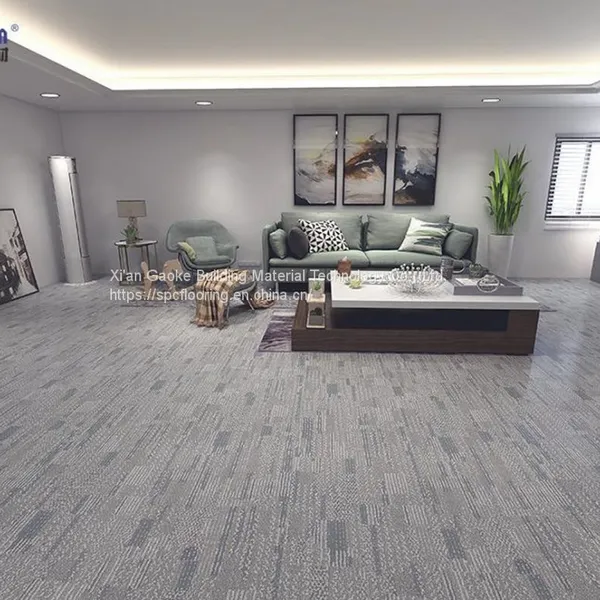 GKBM Greenpy SY-C3012 Eco-Friendly Waterproof Castle Grey Carpet 4mm Click Stone Plastic Composite SPC Flooring For Office photo-2