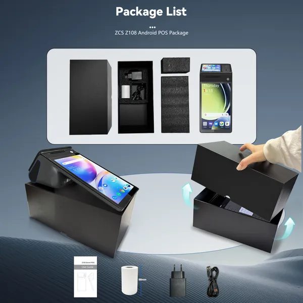 Z108P New Dual Screen Palm Vein Desktop POS,Android14 8 Inch Cash Register With Optional 80mm Auto-Cutter Thermal Printer NFC for Chain Restaurant photo-4