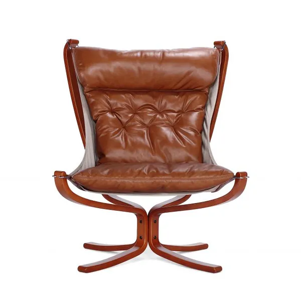 Falcon Chair With Ottoman Vatne Replica Mid-Century Leather Lounge Chair Set photo-5