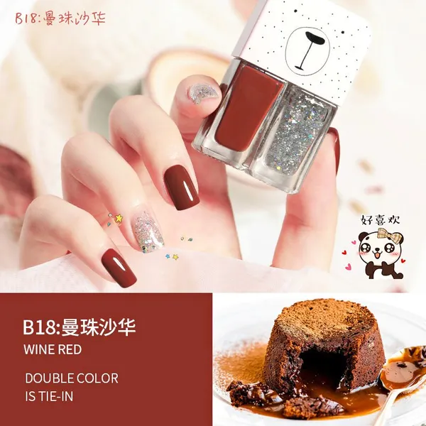 Twin-Pack Nail Polish No-Bake Non-Peelable Quick-Drying Oil-Based Matte Finish Affordable Protective and High-Texture Nail Art photo-2