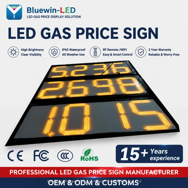 Gas Station LED Panels Display Fuel Price Service Stations