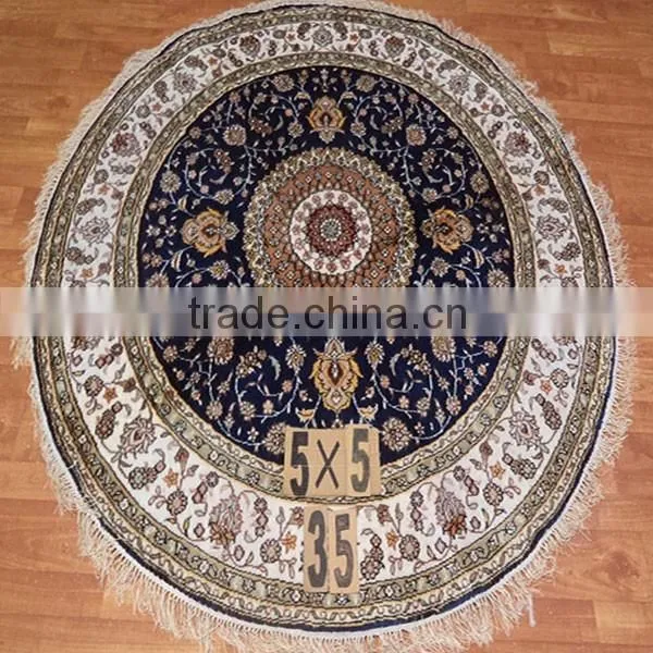Round 5x5ft Luxury Home Cotton Persian Hand Knotted Carpet photo-5