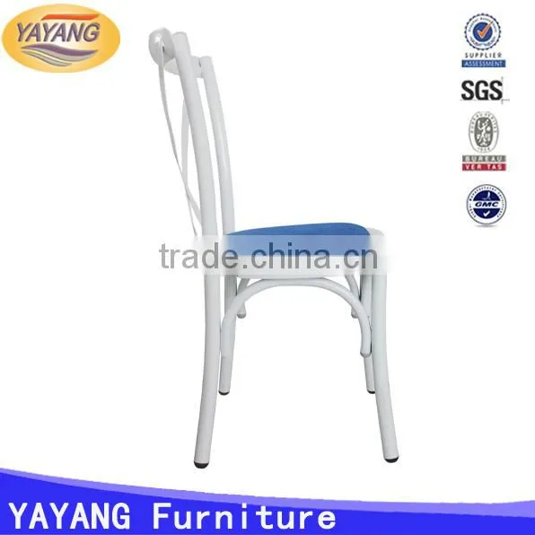 Popular Metal Iron PU Leather Seat Straw Cross Back Chair Stacking in Dining Chairs photo-2