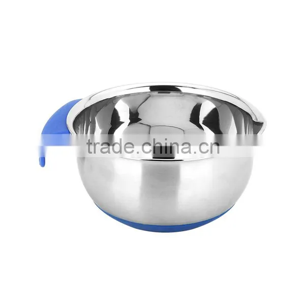 Silicone Bottom Deep Mixing Salad Bowl Steel With Silicon Handle Supplier's Choice photo-2