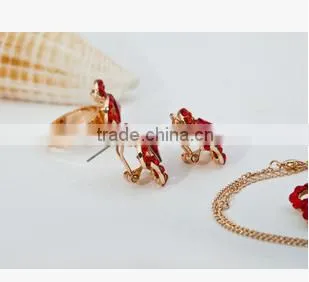Bridal Ruby Red Necklace Earring Set Lateat Design Jewelry Set photo-3