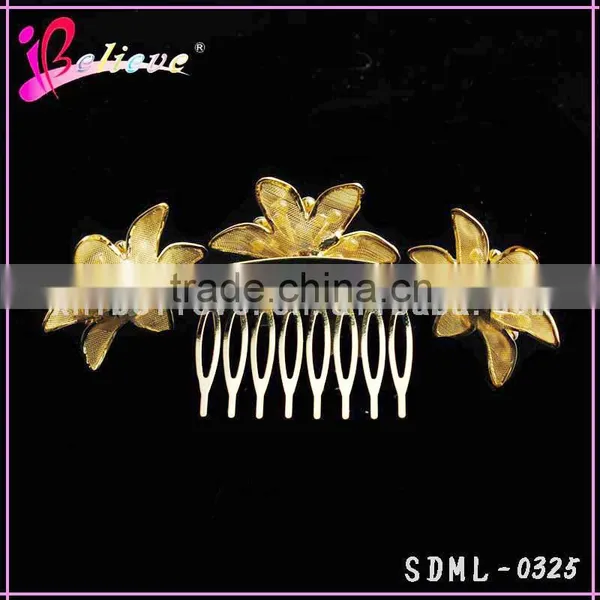 Hot Sale Indian Flower Hair Accessories,gold Plated Hair Accessories Hair Comb With Diamond photo-2