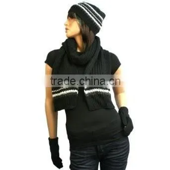 Wholesale Knitted Scarf Beanie and Glove Sets