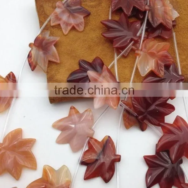 Wholesale Price Natural Mixted Color Agate Stone Leaf Gemstone Shape Carved Leaf Semi Precious Loose Gemstone Beads photo-4
