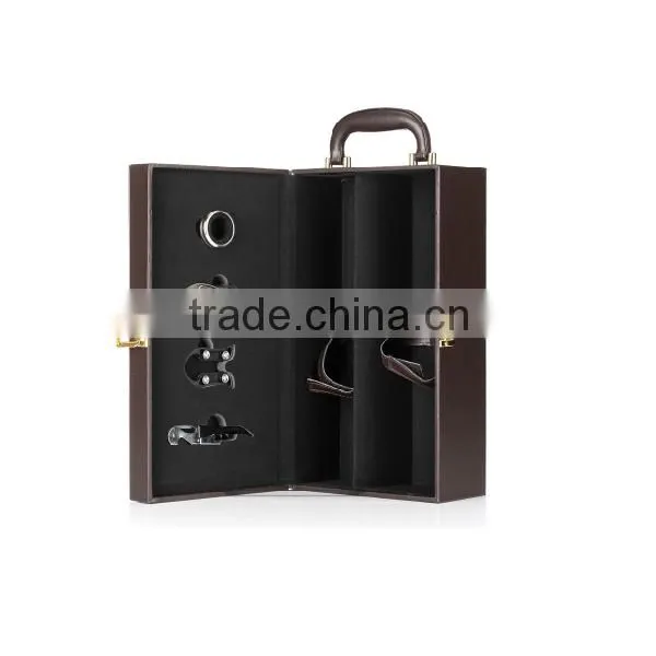 Handle Double Leather Wine Box With Accessories photo-2
