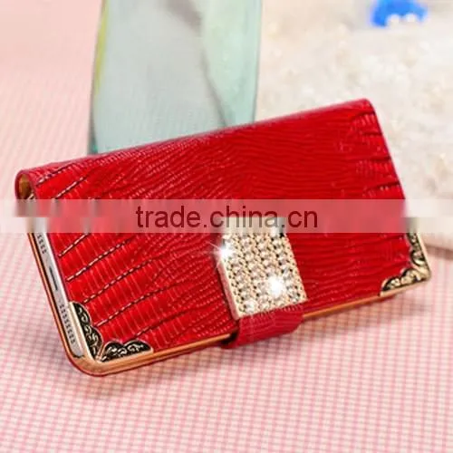 2014 Hot Selling Diamond Magnetic Leather Wallet Flip Mobile Phone Case Cover for Apple Iphone 6 photo-2