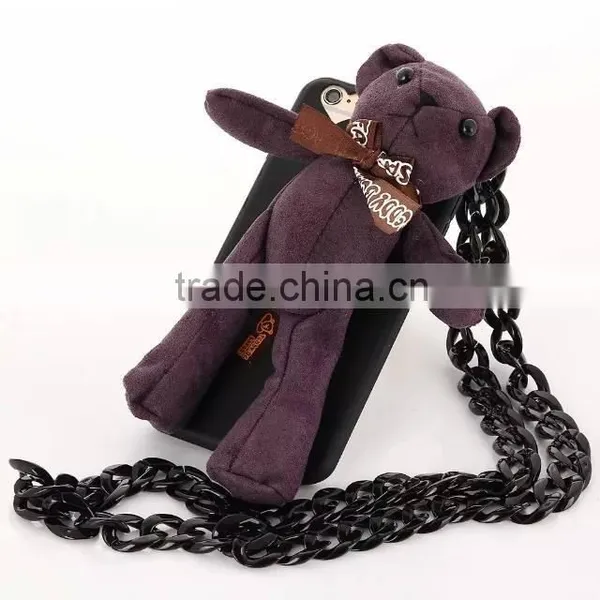 Luxury Teddy Bear Stand Heat TPU Mobile Phone Cover Case For Apple IPhone 5G 5S 6S 6 Plus photo-3