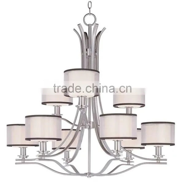 Modern Oval Chandelier Sand Nickel Finish With Two Tiers Grey Shades With Sealing Chandelier