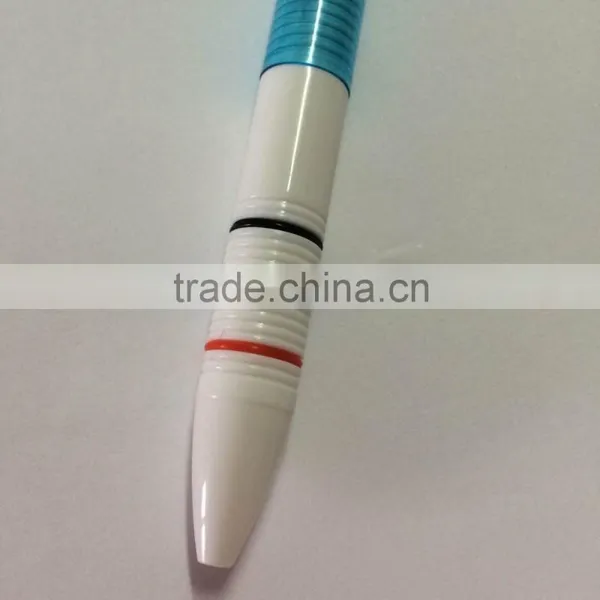 Wholesale Office Three Color Plastic Ballpoint Pen With Ring Loops on Frip photo-2
