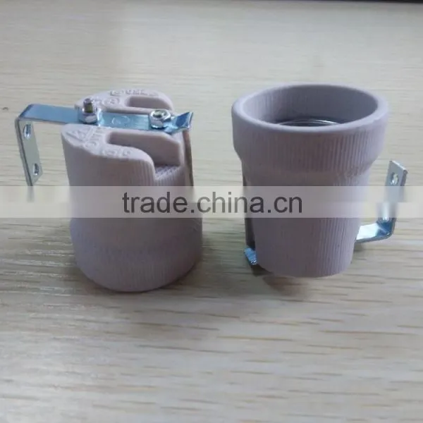 E27 Porcelain/Ceramic Lampholder F519 With Iron Bracket photo-3