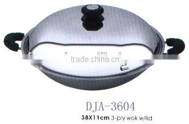 AH3604 32CM 34CM 36CM 38CM STAINLESS STEEL 201 CHINESE WOK SET