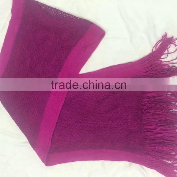 Stock Item Ladies Long Purple Long Knitting Sacrf With Fringes