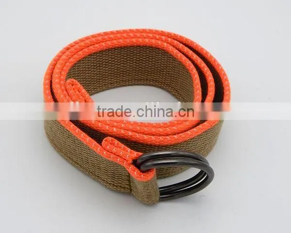 Canvas Belt Ouble D-ring Buckles Knitted Men Belt Multy-ply Fabric Cotton Belt Cheap Price photo-2