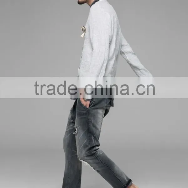 Men's Casual Chinese Style Linen Long Sleeve Shirt photo-2