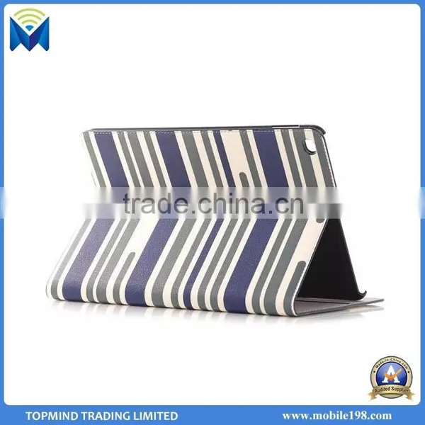 Wholesale Price Stripe Pattern Leather Flip Case Cover With Card Slot for IPad Air 2 photo-3