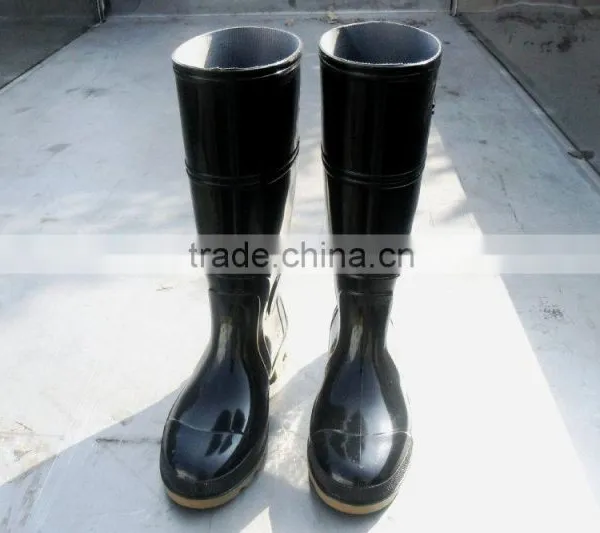 Black PVC Safety Boots Rain Boots Gumboots With Steel Toe Cap and Steel Plate Mid-sole photo-4