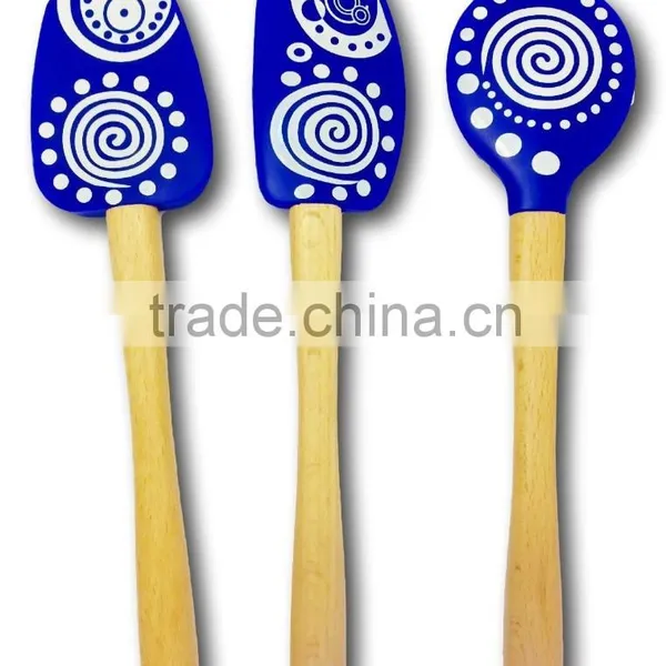 Perfect Kitchen Bakeware Kit Colorful Silicone Rubber Spatula 3 Pcs Set photo-5