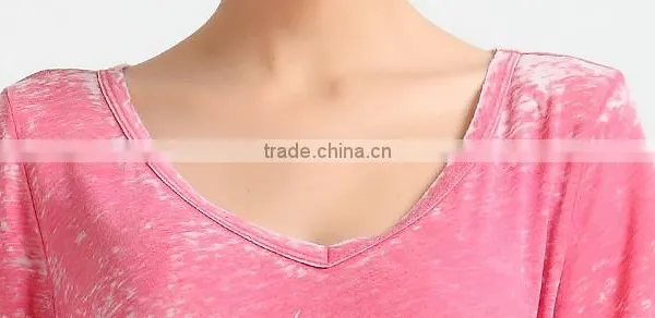 Women Burnout V Neck T-shirt With Crystals photo-4