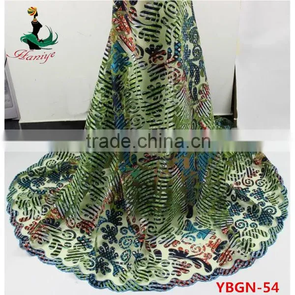 2016 Net Tulle Lace Fabric Mix Wax Print YBGN54 Wax With Lace Dress Fabric photo-2