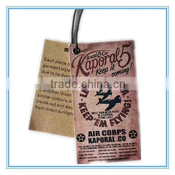 custom printing brown paper tag garment clothing hang tags