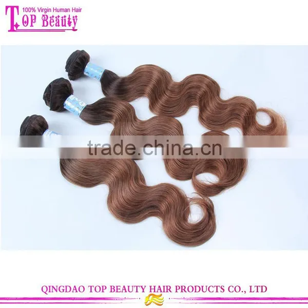 Qingdao Hot Sale Two Tone Color Remy Human Hair Mink Peruvian Hair Body Wave Hair Weave photo-5