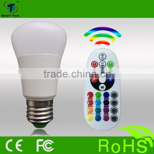 3w High Brightness and Energy Saving Color Changing Bulb With 24 Key ir Remote Control photo-2