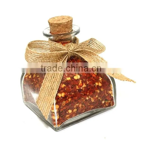 Spices in Cute Creative Square 100ml Glass Jar With Cork and Bow Perfect for Spice Shops and Spice Gift Distributors and Amazon photo-2