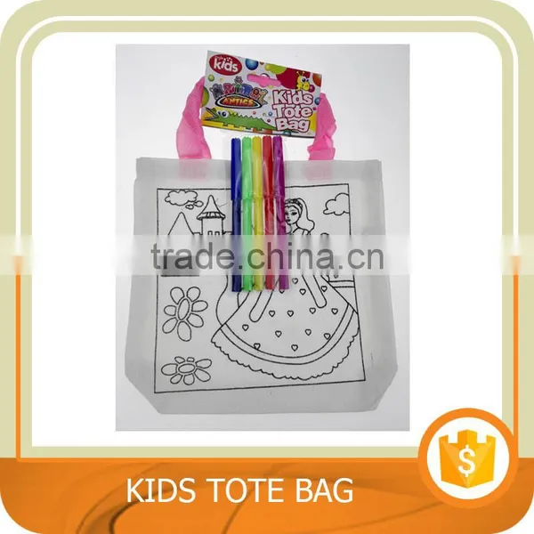KIDS TOTE BAG, DIY BAG WITH 5 PCS COLOR INK PEN.TRADE ASSURANCE