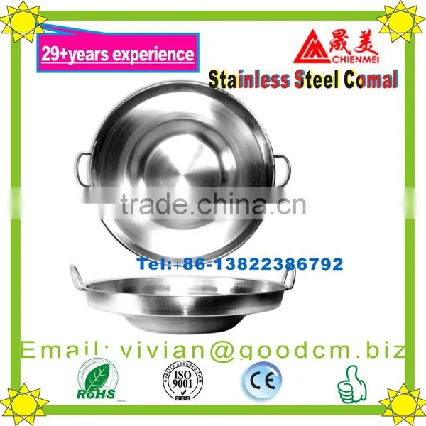 22" Heavy Duty 5" Deep Regular Concave Stainless Steel Comal for Portable Gas Stove photo-2