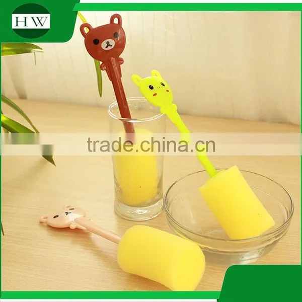 Kitchen Cartoon Plastic Sponge Long Handle Hanging Tableware Water Cup Bottle Clean Cleaning Brush photo-3
