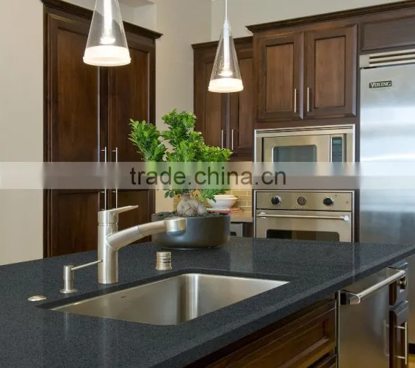 High Quality Black Artificial Quartz Kitchen Countertop photo-3