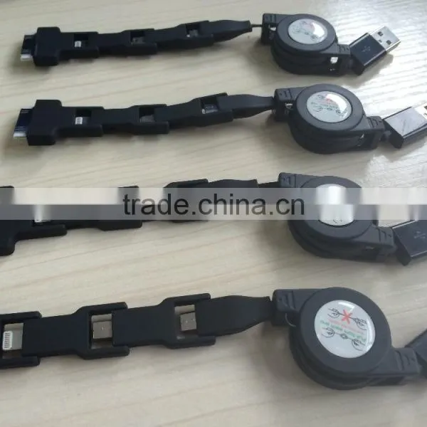 4 in 1 Multi-functional USB 2.0 to 8 Pin + Micro + Mini + 30 Pin Charger Retractable Data Sync Charge Cable photo-3