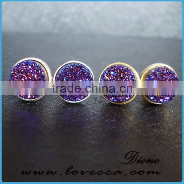 Blue Druzy 925 Sterling Silver Studs Earring, Indian Gemstone Earring photo-2