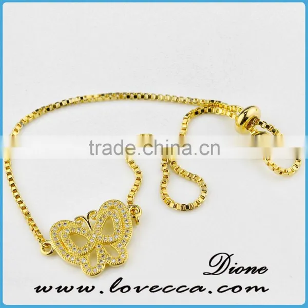 Dubai Gold Jewelry Bracelet 24k Gold Thin Chain Micro Pave Zircon Chain Link Bracelet photo-5