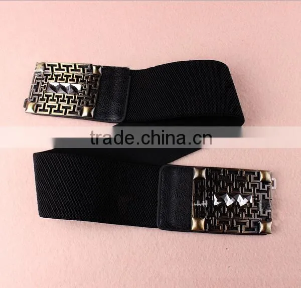 Wholesale Hollowed Pattern Alloy Buckle Elastic Women Lady Waist Belt photo-4