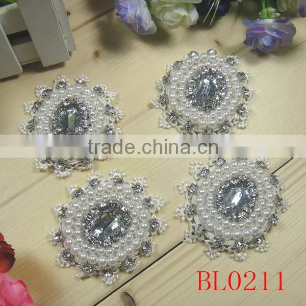 Vintage Handmade Glass Rhinestone Fabric Applique for Dress photo-2