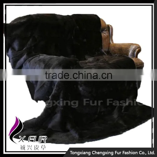 CX-D-08D Throw Single Side Fur Blanket Thick Real Rabbit Fur Blanket photo-3