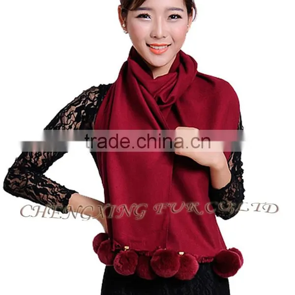 CX-B-P-42E Fur Ball Decora Fashion Women Cashmere Shawl photo-6