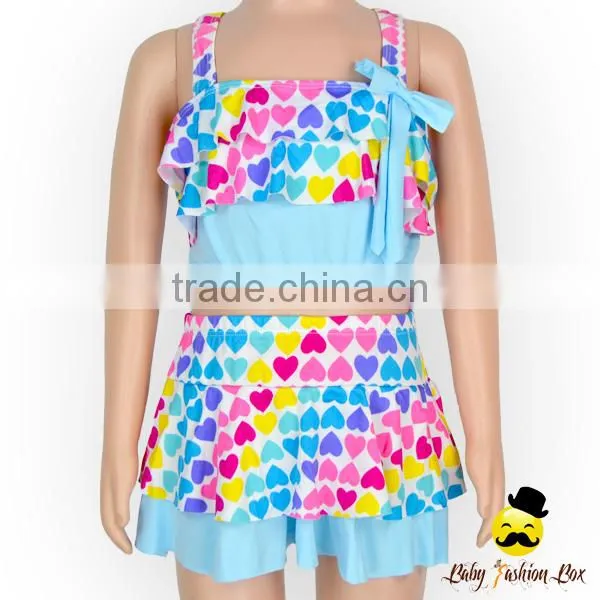 2017 New Design Colorful Ruffle Rainbow Heart Swimwear Halter Wrap Chest Top Clothes photo-3